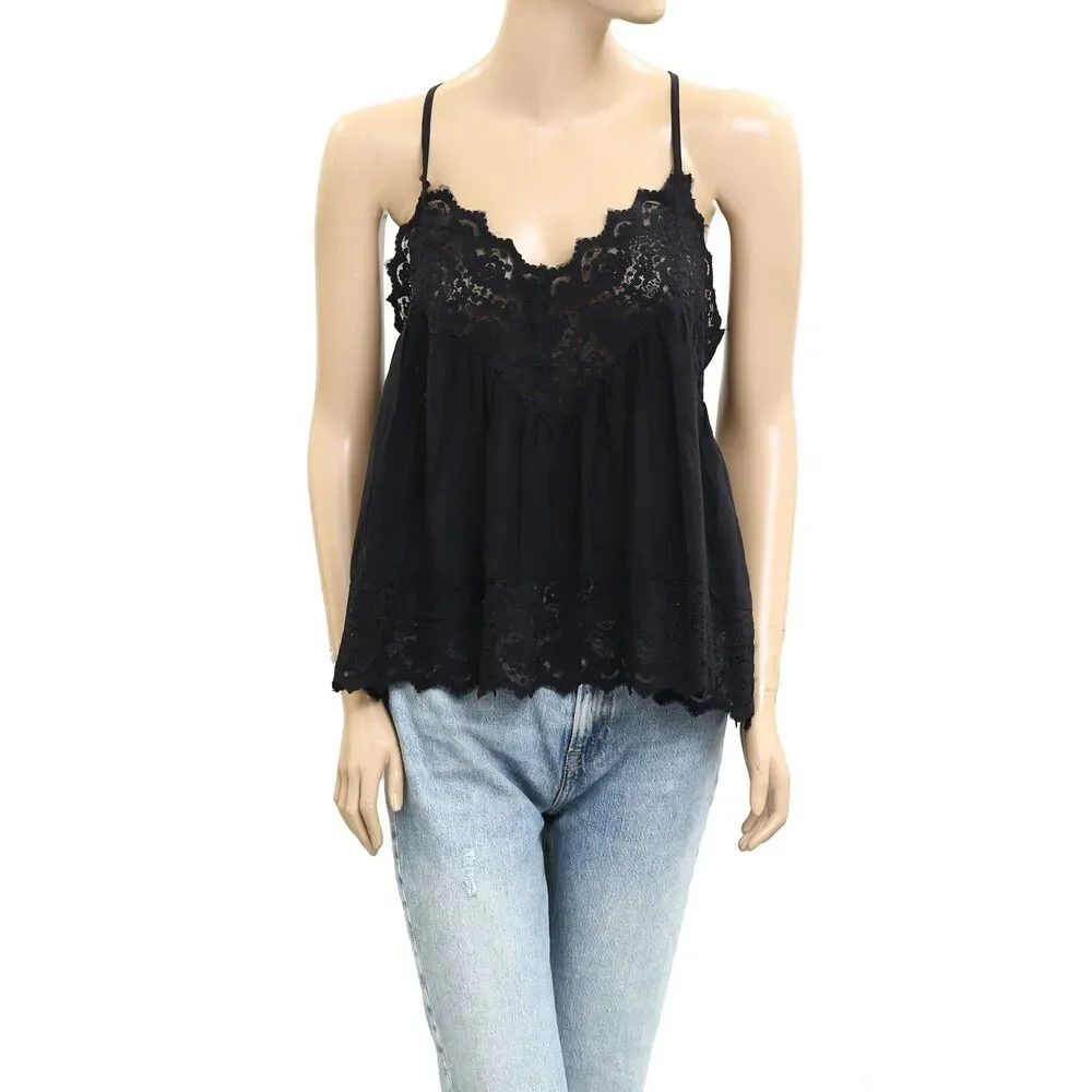 Intimately Free People Fiona Cami Blouse Top Tank Sleeveless Lace Slip XS 288380